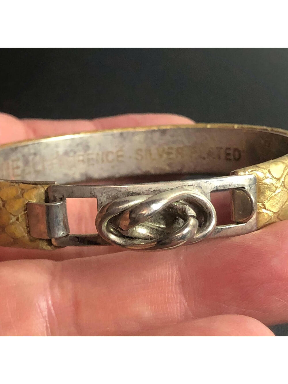 4170 VTG. Mannelli Florence Silver plated snake skin bangle bracelet 6-3/4" *